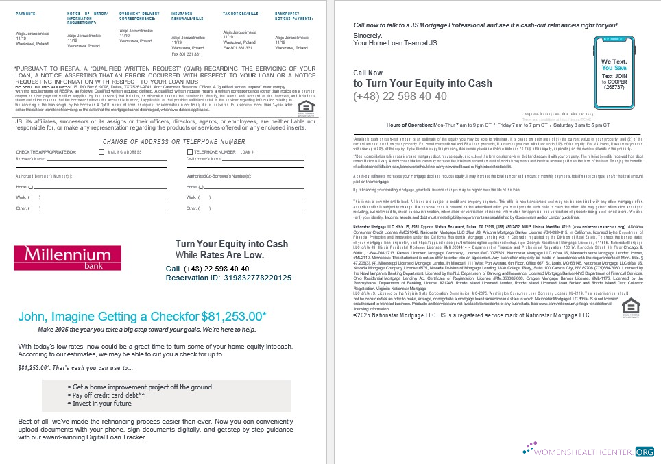 Download Poland Millennium bank mortgage statement in Word and PDF formats 3 4 Photoshop template